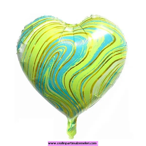 Mermer Desenli Yeşil Kalp Folyo